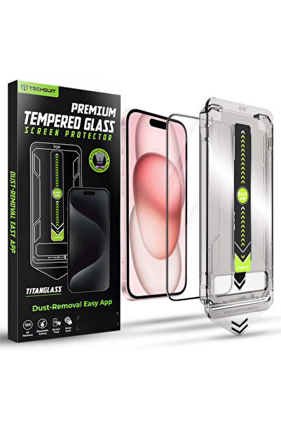 Techsuit Folie de protecție pentru iPhone 15, TitanGlass FullCover - negru