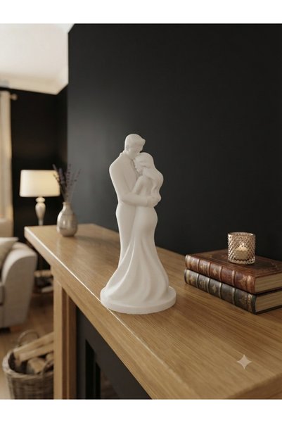 3dvan Tasarım Romantik Sarılan Çift Heykeli, Dekoratif Ev Aksesuarı, 19 cm Obje