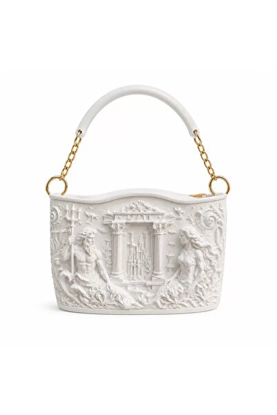 SORA GROUP Ancient Roman Relief Design Women's Handbag – White |   3D Custom
