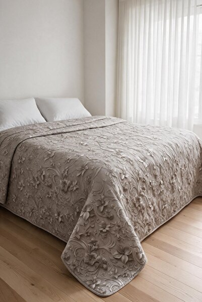 Binna Soft Kapitone Çok Amaçlı Çift Kişilik Yatak Örtüsü 200x220 cm