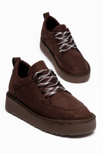 SNİCKER Lace-Up Suede Material Sports Women's Shoes
