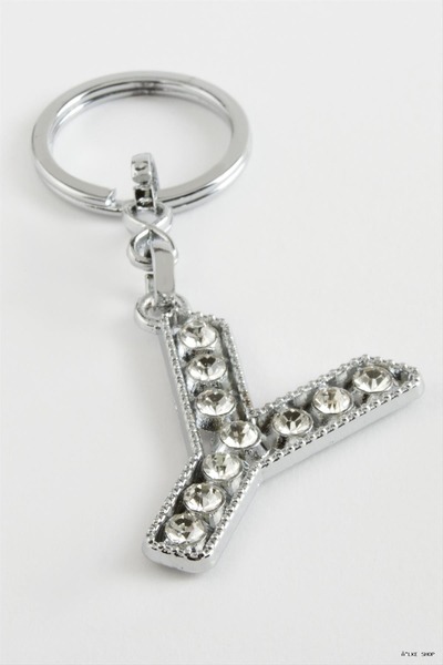 ZERO LAND Ilkestor Silver Color Stone Letter (210038) Keychain Y
