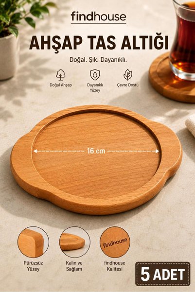 Bulika 5 Pcs Natural Wooden Presentation Coasters for Pans, Bowls, Plates, an...