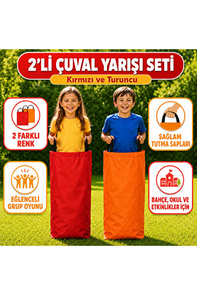 Magiclady 2 li Çocuk Çuval Yarışı Seti – Turuncu, Kırmızı