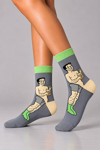 CARNAVAL SOCKS Göbekli Adam Desenli Unisex Soket Çorap
