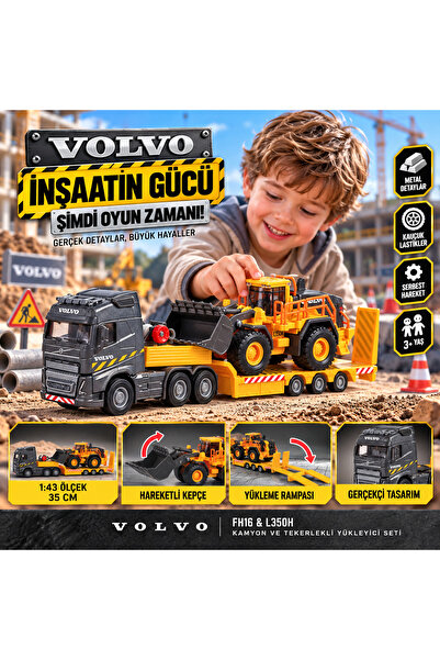 Cici Oyuncak Volvo FH16 Oyuncak Tır ve L350H İş Makinesi Seti 35 cm 1:43 Meta...