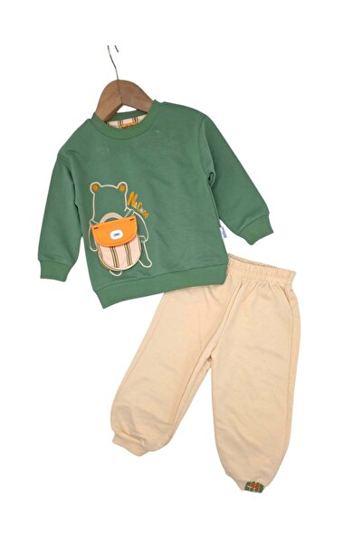 VOY KİDS Baby Boy Teddy Bear Bag Detailed 6-9-12-18-24 Months 2-Piece Stylish...