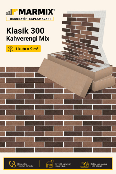 MARMİX DEKORATİF KAPLAMALARI MARMIX Klasik 300 Kahverengi Mix Dekoratif Duvar...