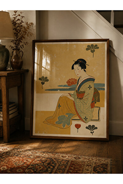 Bourdua Design Japon Geisha Duvar Tablosu | Vintage Japon Sanatı | Masif Ahşa...