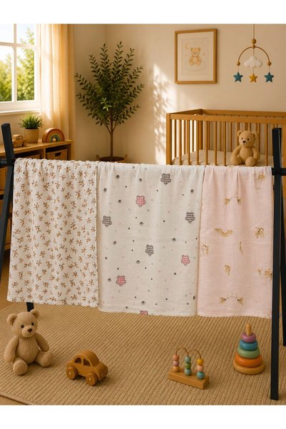 Zümra Baby Multi-Purpose Muslin Blanket Set of 3, Muslin Newborn Baby Blanket...