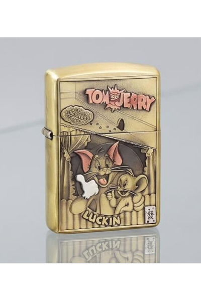 NikaŞ Tom and Jerry Temalı Gold Renk Kabartma İşlemeli Benzinli Metal Çakmak ...