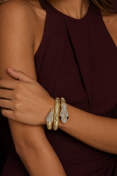 laria jewelry Snake Model Spiral Stone Detailed Bracelet