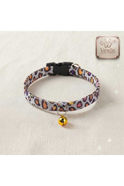 VENÜS ELEGANCE COLLECTION Renkli Leopar Desenli Zilli Kedi Boyun Tasması