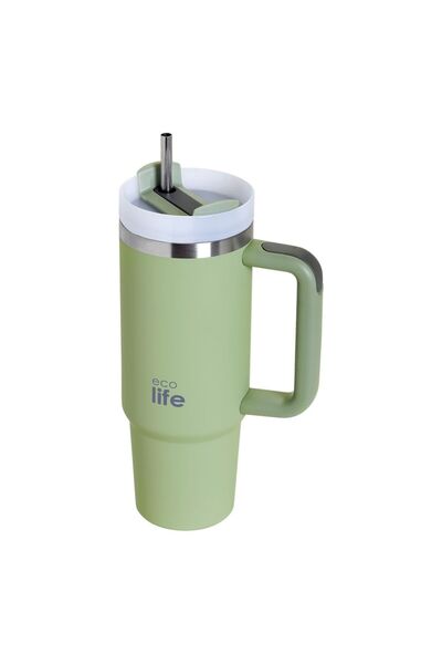 Ecolife Ποτήρι με καλαμάκι - Φύλλο Δαμασκηνιάς 900ml