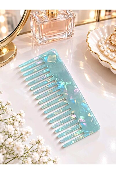 REBORN DESIGN Rectangular Figured Pearlescent Turquoise Color 12 cm Bone Hair...