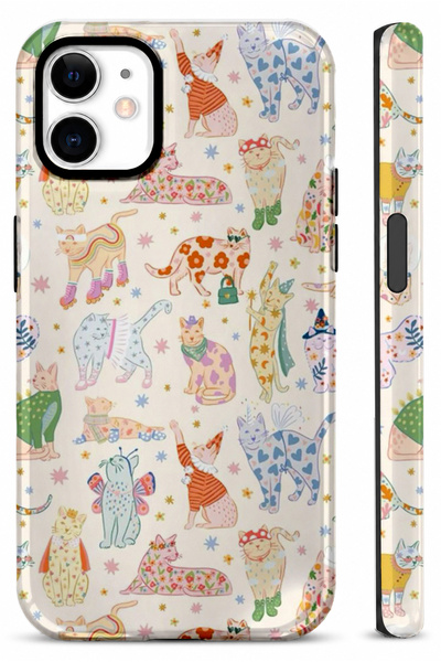 EDELFU iPhone 11 Compatible - Sleepy Gray Cat Double Layer Cover, Glossy Surf...