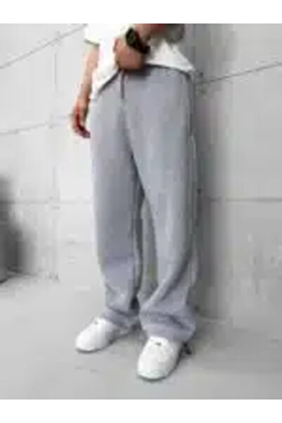 Basic Lastikli Stoper Paça Baggy 3 İplik Eşofman - Gri