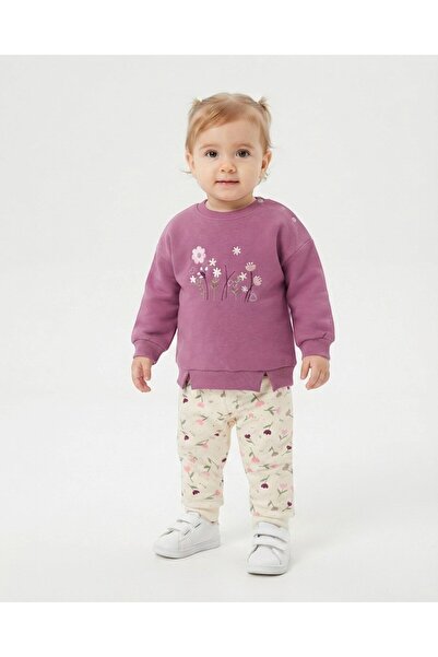 voyyo kids baby Kız Bebek Kışlık 3 İplik Şardonlu Çiçek Nakışlı 9-12-18-24-36...