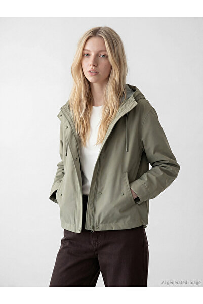 LC Waikiki Xside Khaki Hooded Oversize Women's Jacket