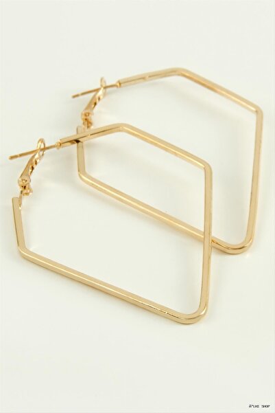 ZERO LAND Ilkestor Quadrilateral Hoop Earrings 7 (230812) cm Yellow