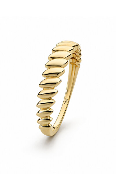 KAIROS JEWELRY 14 Ayar Altın Mekik Desenli Yüzük