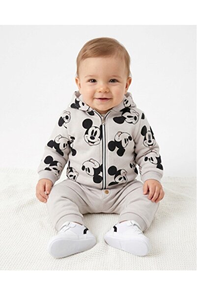 VOY KİDS Boy's Winter 3-Strand Hooded Cardigan with Mickey Print, 2-Piece Set...