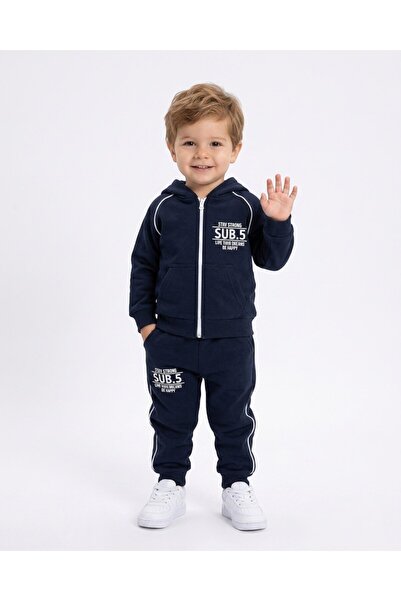 Ege Bebek Boy's Winter 3-Strand Hooded Cardigan 2-3-4-5-6 Years Old 2-Piece T...