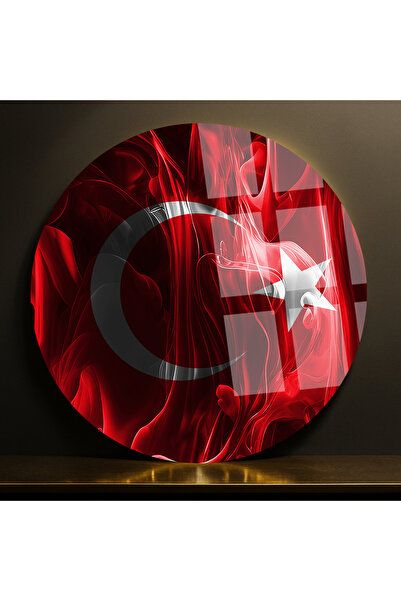 burmus DALGALI TÜRK BAYRAĞI TASARIMI KIRILMAZ LÜKS CAM TABO EV İŞ YERİ OFİS H...