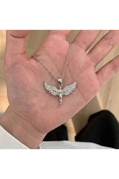 Heda Jewelry Angel Wing Kolye - Çelik Melek Kanadı Kolye