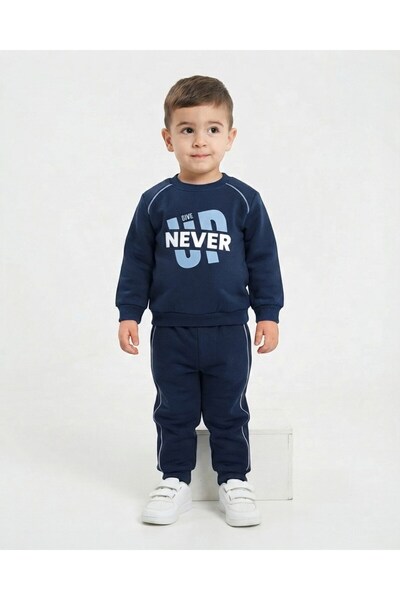Egelite Boy's Winter 3-Thread Ribbed Never Printed Top and Bottom Tracksuit S...
