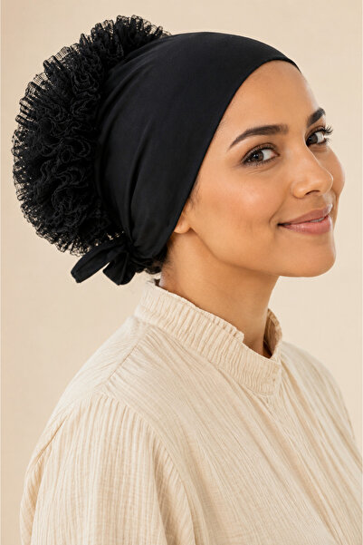 Sacce Scarves&Accessories Hijab Bonnet with Button, 100% Cotton, Lace, Volumi...