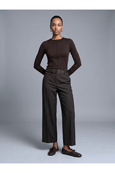 Dilvin 72785 Düz Paça Pantolon-Kahve