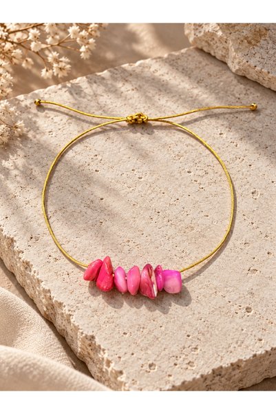 Femenino Natural Broken Stone Gold Thread Adjustable Bracelet