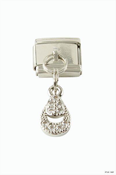ZERO LAND Ilkestor Oval Zircon Stone Sallatili Steel Charm (02531) Silver Color