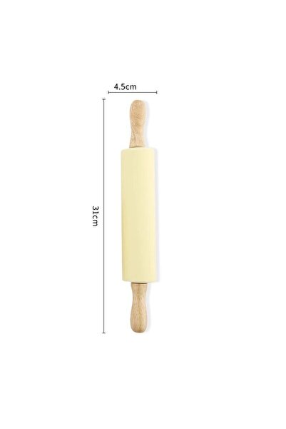 Generic Brand Silicone Rolling Pin 31cm – Non-Stick Wooden Handle Dough Rolle...
