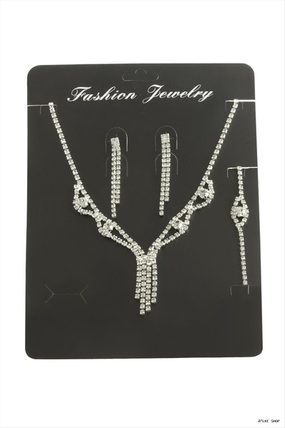 ZERO LAND Ilkestor Dangle Stone Set Necklace (02705) Silver Color