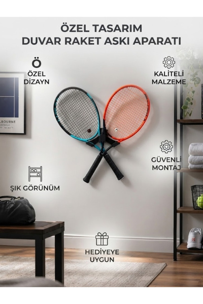 FLEXIS WE MAKE IT POSSIBLE FOR YOU Tenis Raketi Duvar Askılığı ve Düzenleyici...