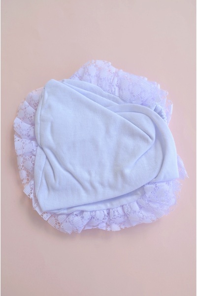 Sacce Scarves&Accessories Topuzlu Tesettür Bonesi %100 Pamuk Dantelli Hacimli Arkadan Bağlamalı Siyah Beyaz