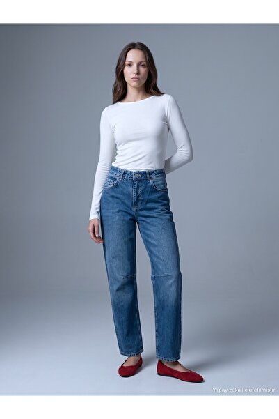 Dilvin 72361 Denim Trousers with Cuffs - Blue
