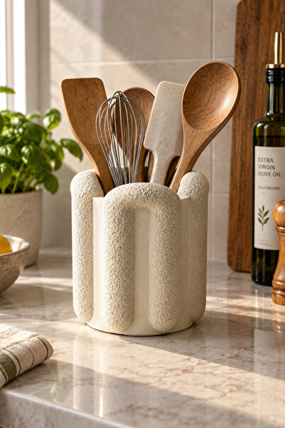 sin istanbul Textured Concrete Spoon Rest and Kitchen Utensil Organizer