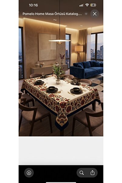 Home Bohem Çiçek Desenli Raşel Kadife Masa Örtüsü 140x220 cm - Leke Tutmaz Di...