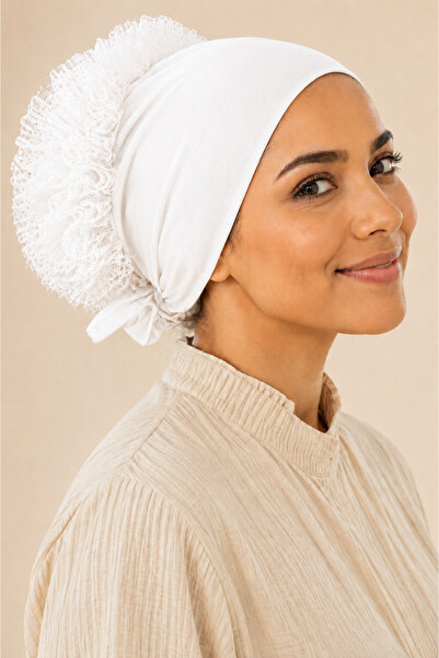Sacce Scarves&Accessories Hijab Bonnet with Button, 100% Cotton, Lace, Volumi...