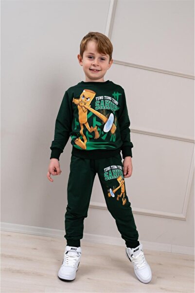 LUFFY KİDS طقم بدلة رياضية للأولاد منقوشة بخيوط مطاطية من 2 خيط