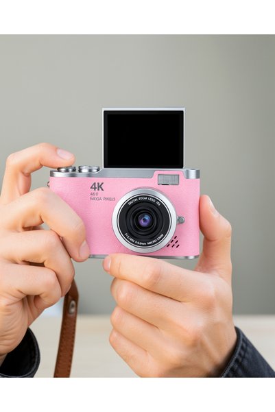 Azrlya Yeni Nesil Dijital Kamera 48 MP Selfie Vlog Kamera Flip Screen Zoomlu