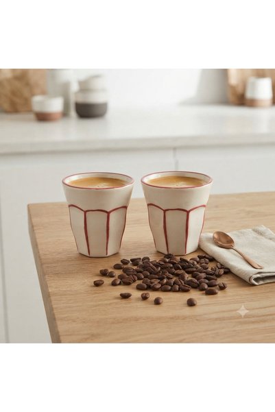 Lupa İkili Espresso Fincanı Çizgi Serisi El yapımı