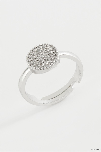 ZERO LAND Ilkestor Round Stone Metal Ring (03130) Silver Color