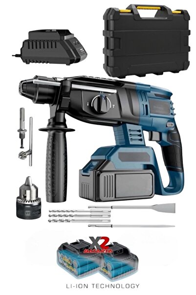 BRATECH Profesyonel Çift Akülü SDS-Plus Şarjlı Kırıcı Delici Hilti ve Matkap ...