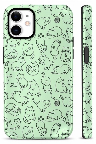 EDELFU متوافق مع iPhone 12 / 12 PRO - غطاء مزدوج الطبقات مع تصميم قطة، غطاء ح...
