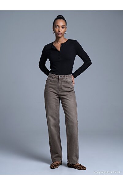 Dilvin 72354 100% Lyocell Wide Leg Jean-Brown