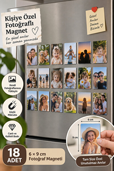 mufemu Kişiye Özel Fotoğraflı Magnet 18 Adet 6×9 cm (Sürpriz Hediyeli)